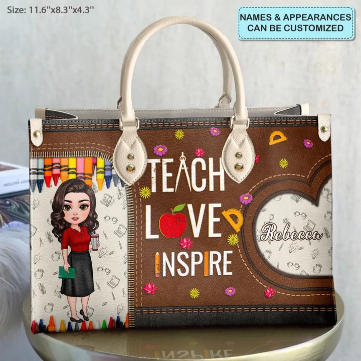 Personalized Custom Leather Bag - Teacher's Day Gift For Teacher - Teach Love Inspire V4