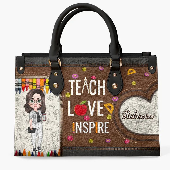 Personalized Custom Leather Bag - Teacher's Day Gift For Teacher - Teach Love Inspire V4
