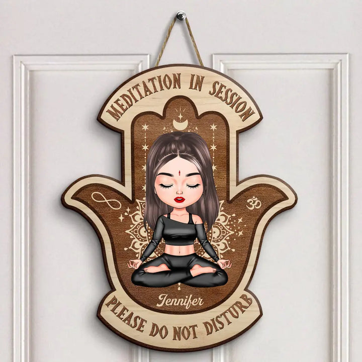 Personalized Custom Door Sign - Birthday Gift For Yoga Lover - Meditation In Session