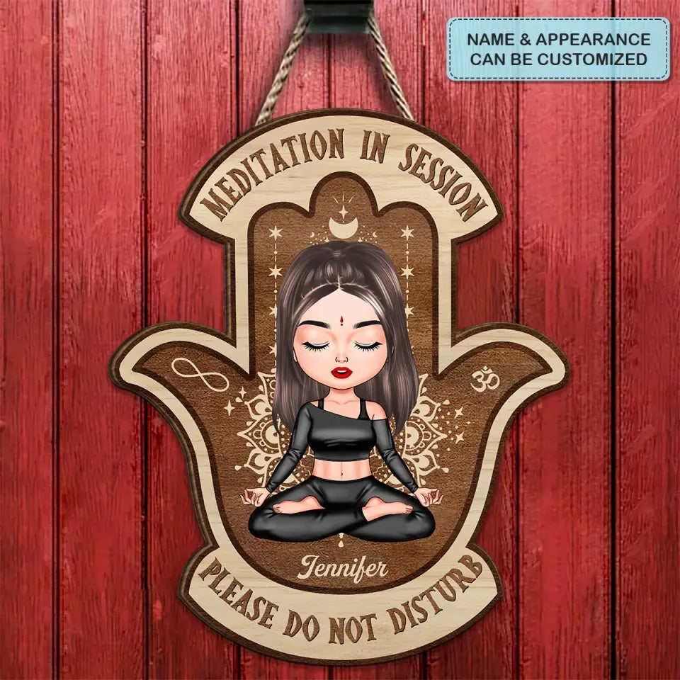 Personalized Custom Door Sign - Birthday Gift For Yoga Lover - Meditation In Session