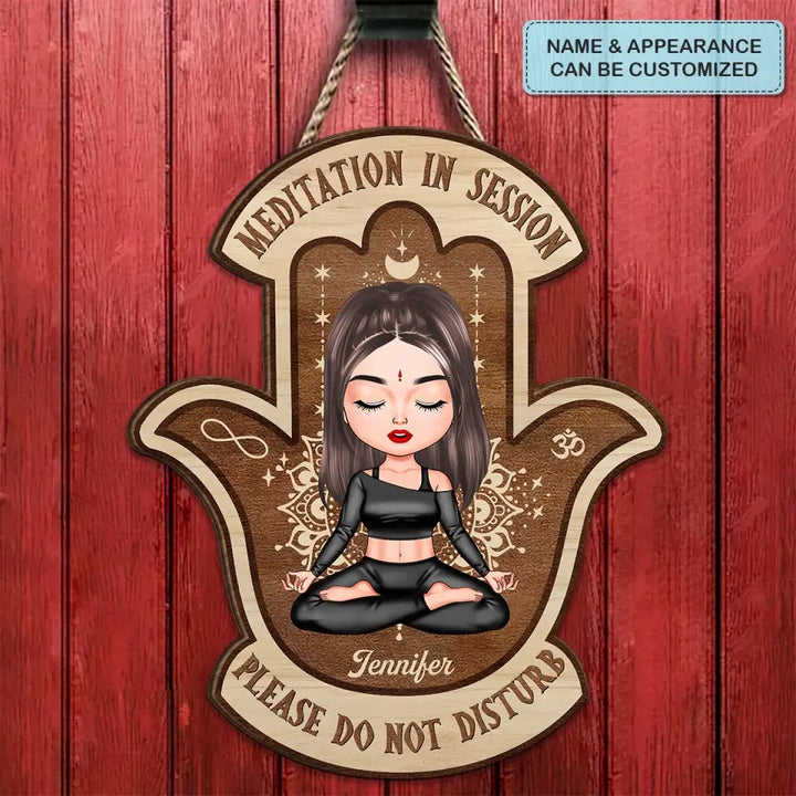 Personalized Custom Door Sign - Birthday Gift For Yoga Lover - Meditation In Session