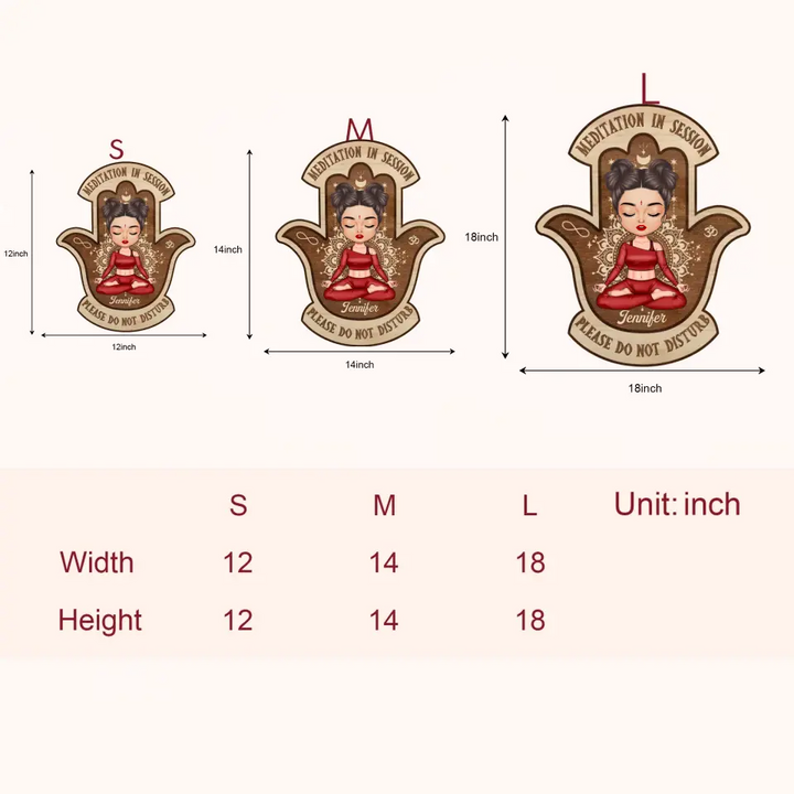 Personalized Custom Door Sign - Birthday Gift For Yoga Lover - Meditation In Session