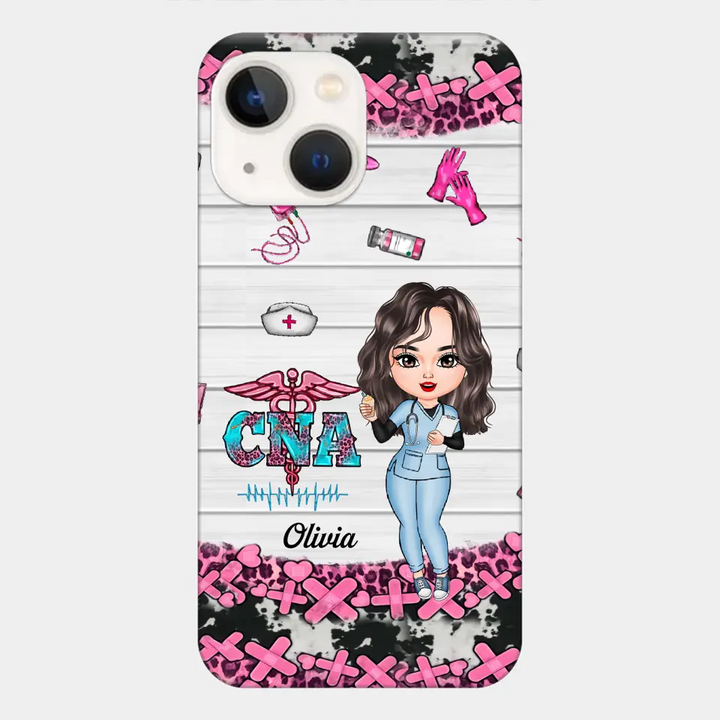 Personalized Custom Phone Case - Nurse's Day, Appreciation Gift For Nurse, CNA - Nurse Pink Leopard