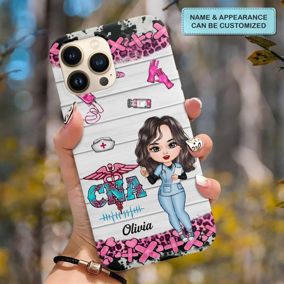 Personalized Custom Phone Case - Nurse's Day, Appreciation Gift For Nurse, CNA - Nurse Pink Leopard