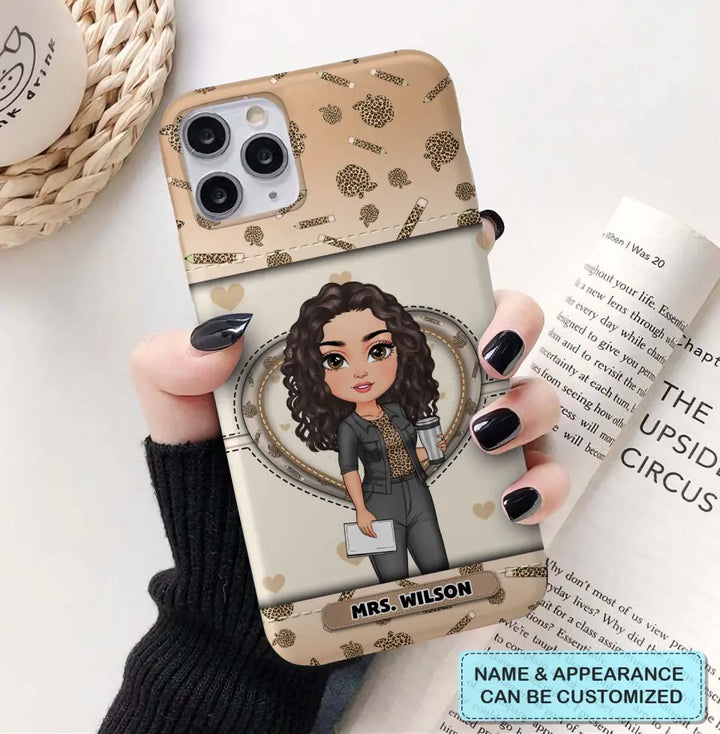 Personalized Custom Phone Case - Teacher's Day, Appreciation Gift For Teacher - It Takes A Big Heart To Shape Little Minds Leopard