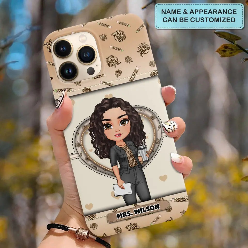 Personalized Custom Phone Case - Teacher's Day, Appreciation Gift For Teacher - It Takes A Big Heart To Shape Little Minds Leopard