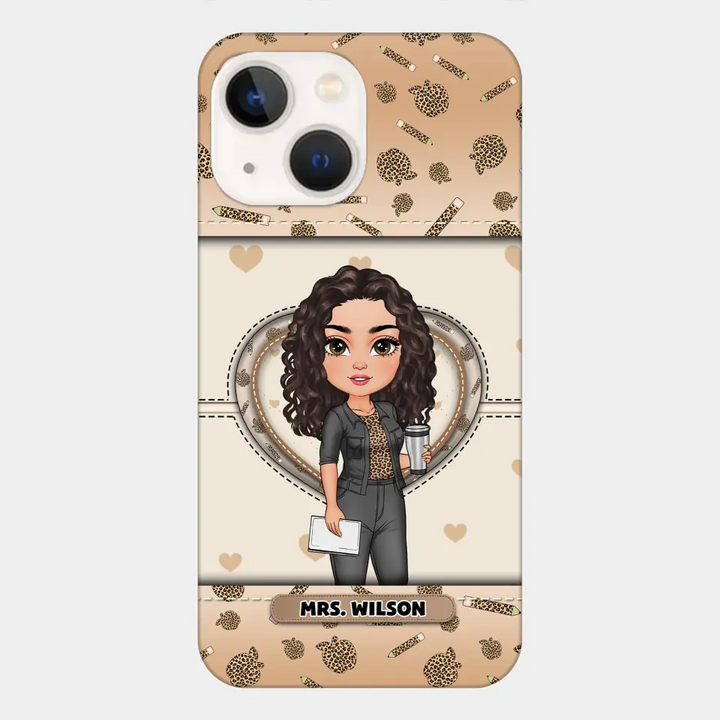 Personalized Custom Phone Case - Teacher's Day, Appreciation Gift For Teacher - It Takes A Big Heart To Shape Little Minds Leopard