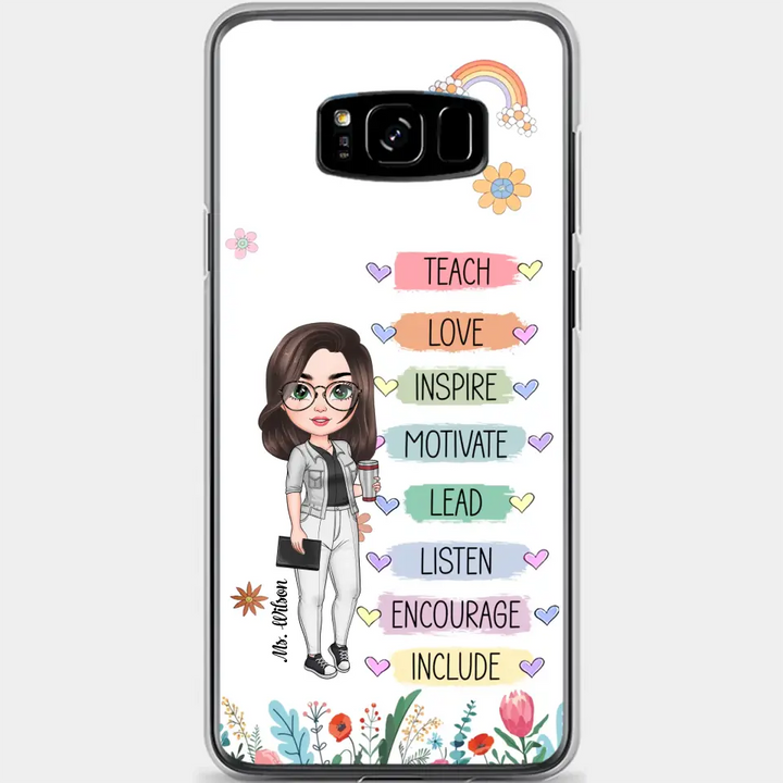 Personalized Custom Phone Case - Teacher's Day, Appreciation Gift For Teacher - Teach Love Inspire Floral