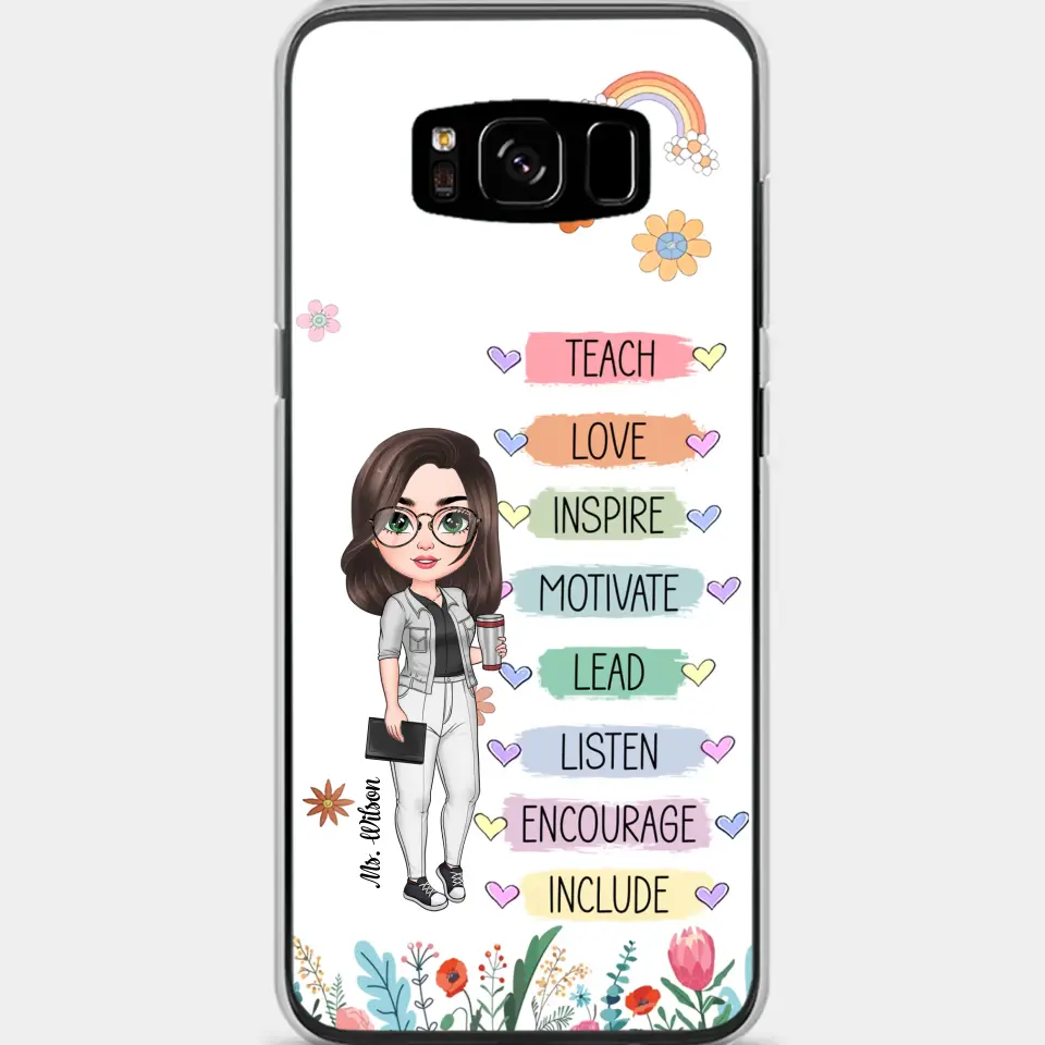 Personalized Custom Phone Case - Teacher's Day, Appreciation Gift For Teacher - Teach Love Inspire Floral