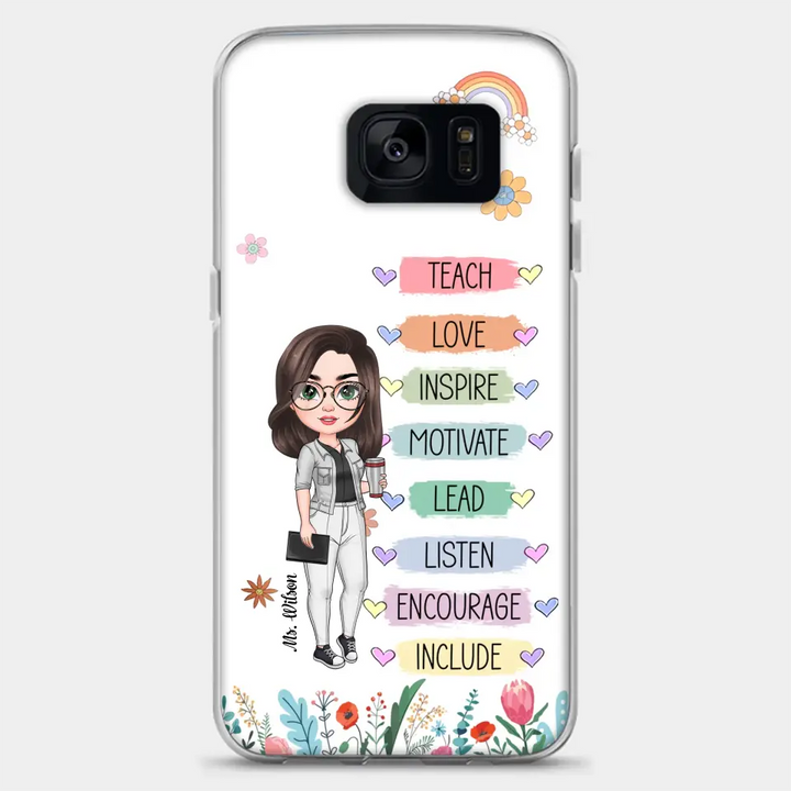 Personalized Custom Phone Case - Teacher's Day, Appreciation Gift For Teacher - Teach Love Inspire Floral