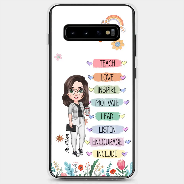 Personalized Custom Phone Case - Teacher's Day, Appreciation Gift For Teacher - Teach Love Inspire Floral