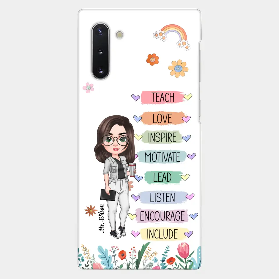 Personalized Custom Phone Case - Teacher's Day, Appreciation Gift For Teacher - Teach Love Inspire Floral