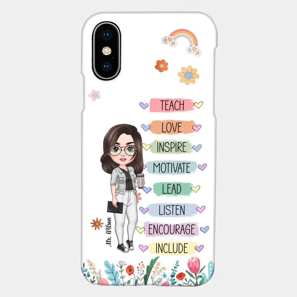Personalized Custom Phone Case - Teacher's Day, Appreciation Gift For Teacher - Teach Love Inspire Floral