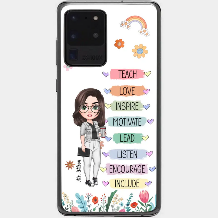 Personalized Custom Phone Case - Teacher's Day, Appreciation Gift For Teacher - Teach Love Inspire Floral