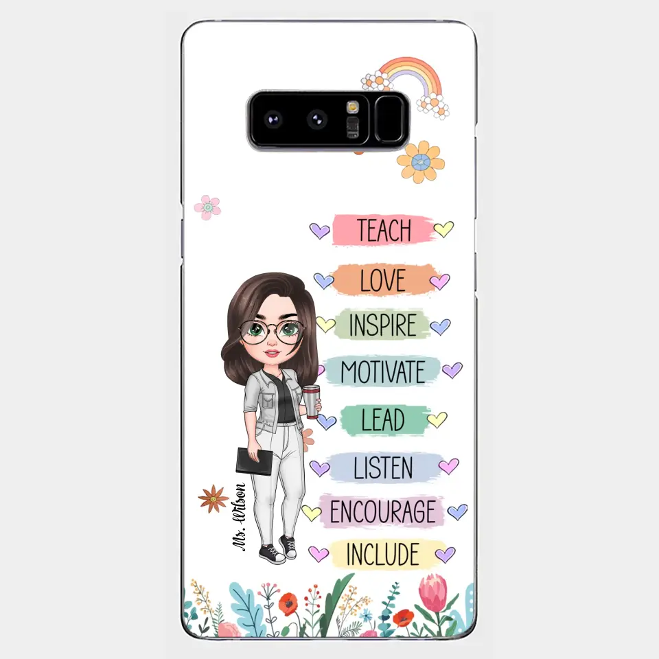 Personalized Custom Phone Case - Teacher's Day, Appreciation Gift For Teacher - Teach Love Inspire Floral