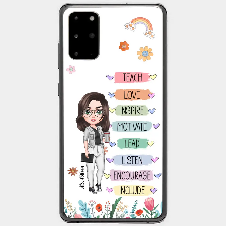 Personalized Custom Phone Case - Teacher's Day, Appreciation Gift For Teacher - Teach Love Inspire Floral