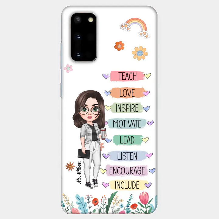 Personalized Custom Phone Case - Teacher's Day, Appreciation Gift For Teacher - Teach Love Inspire Floral