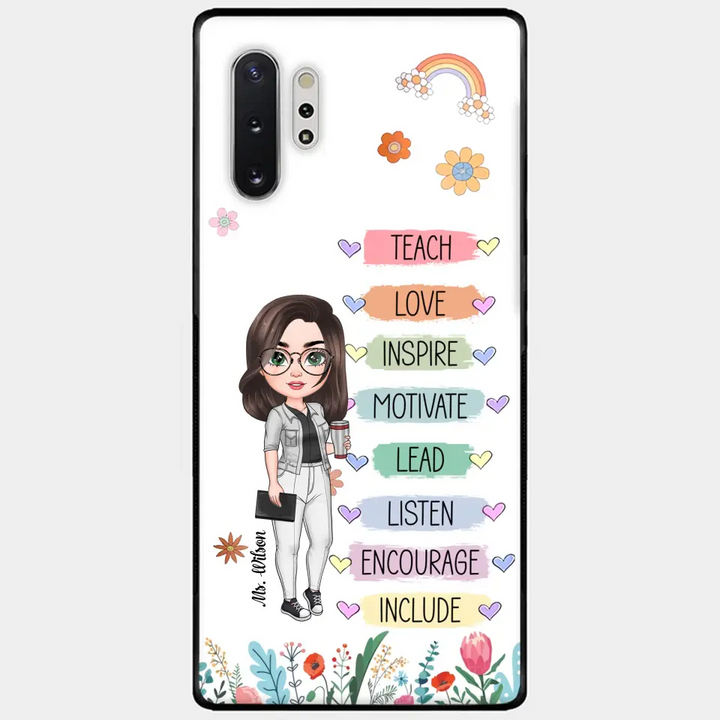 Personalized Custom Phone Case - Teacher's Day, Appreciation Gift For Teacher - Teach Love Inspire Floral