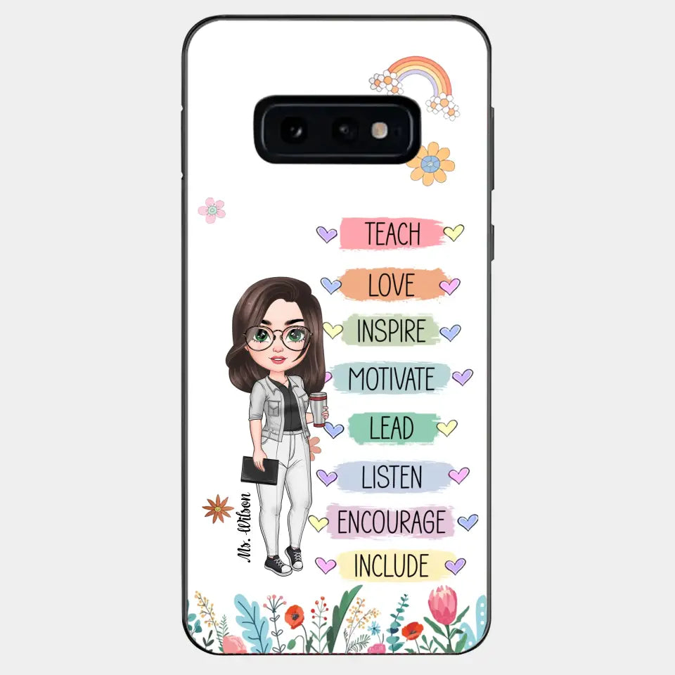 Personalized Custom Phone Case - Teacher's Day, Appreciation Gift For Teacher - Teach Love Inspire Floral