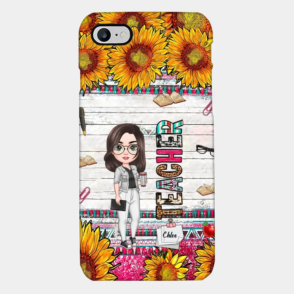 Personalized Custom Phone Case - Teacher's Day, Appreciation Gift For Teacher - Sunflower Teacher