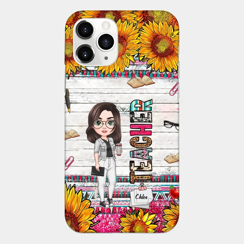 Personalized Custom Phone Case - Teacher's Day, Appreciation Gift For Teacher - Sunflower Teacher