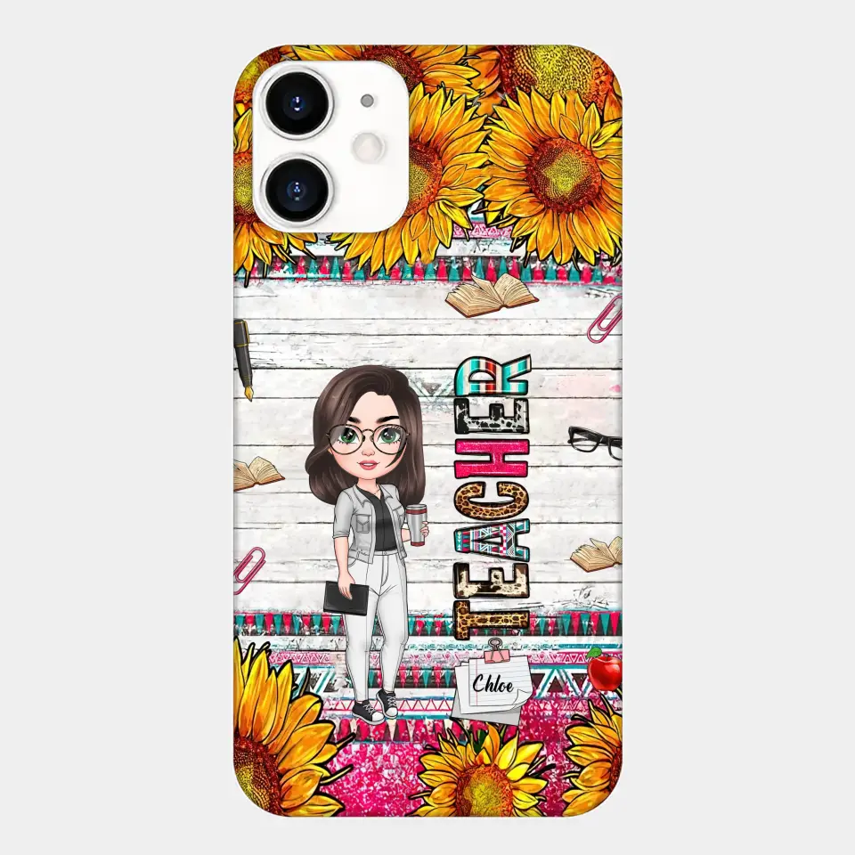 Personalized Custom Phone Case - Teacher's Day, Appreciation Gift For Teacher - Sunflower Teacher
