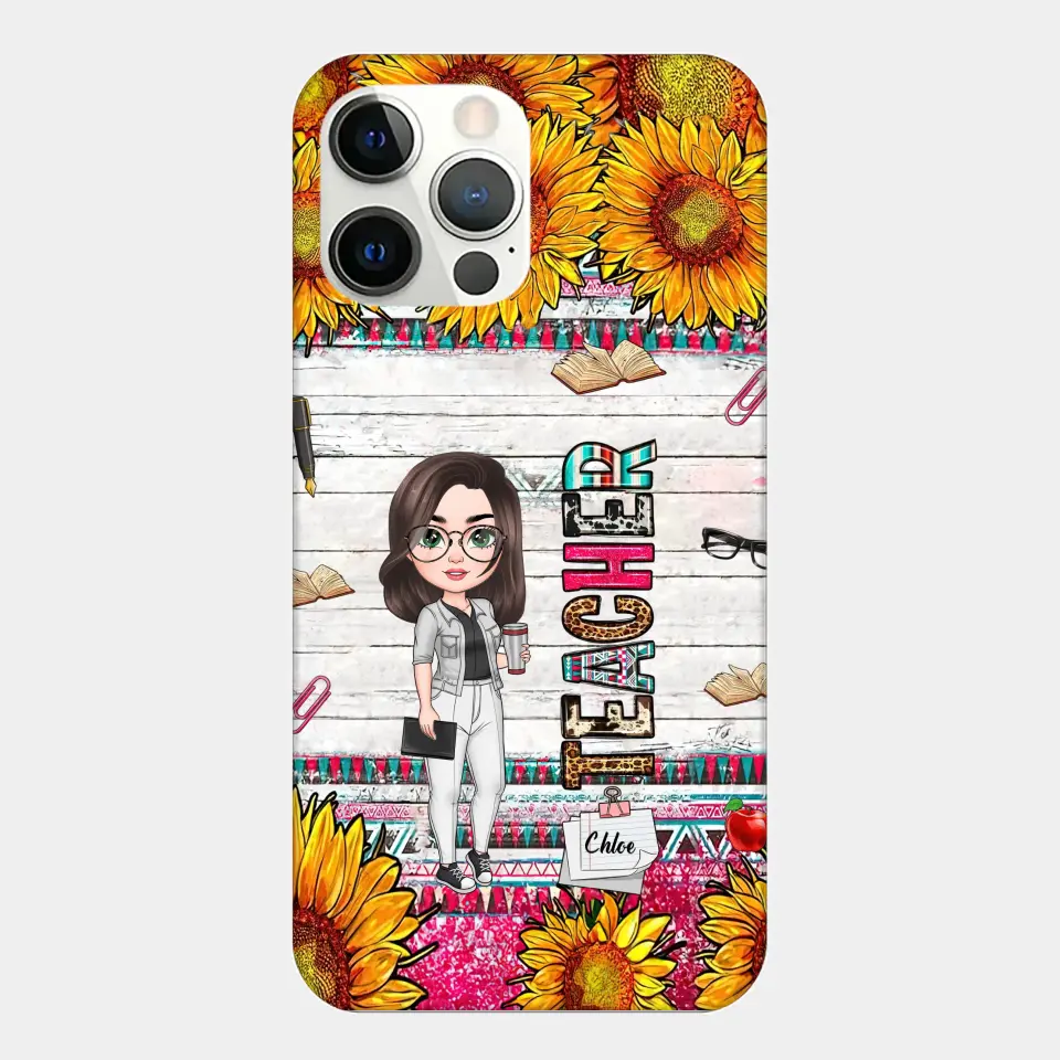 Personalized Custom Phone Case - Teacher's Day, Appreciation Gift For Teacher - Sunflower Teacher