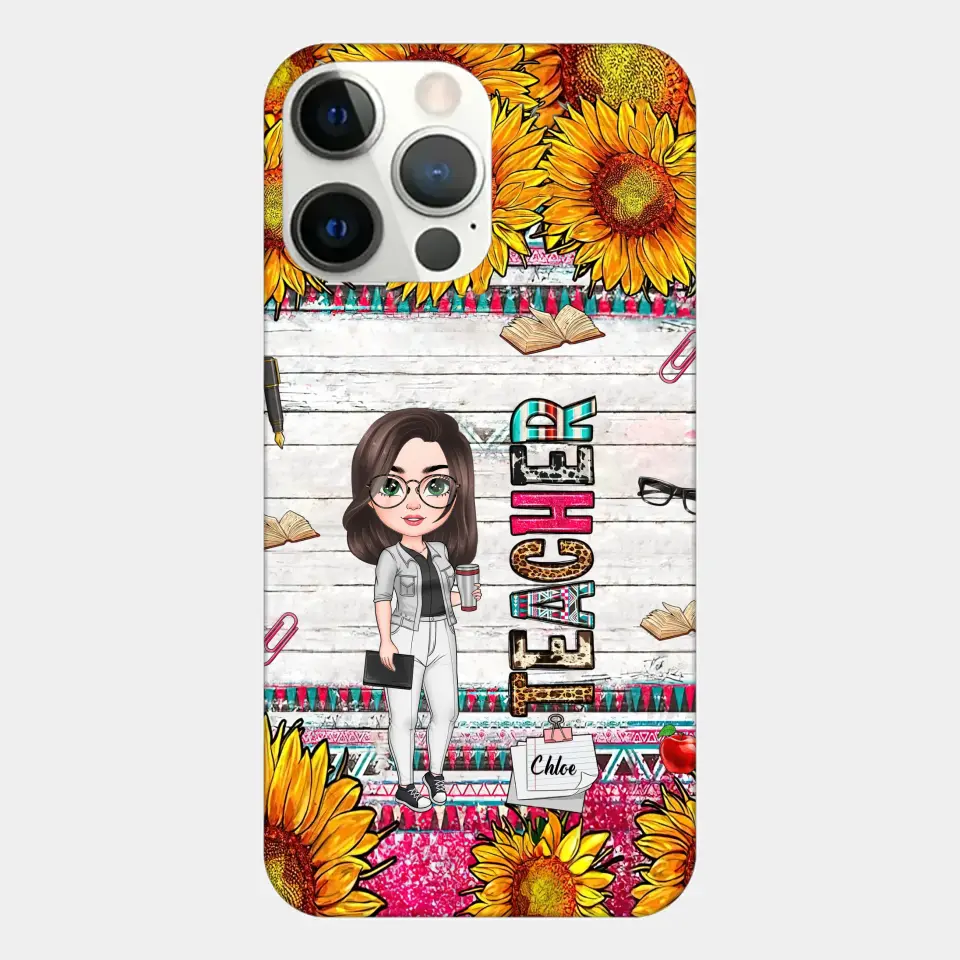 Personalized Custom Phone Case - Teacher's Day, Appreciation Gift For Teacher - Sunflower Teacher
