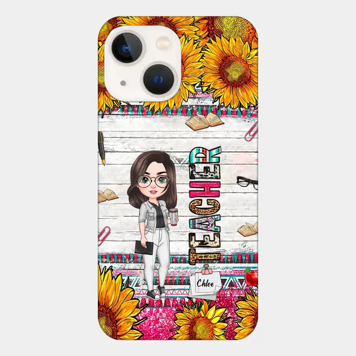 Personalized Custom Phone Case - Teacher's Day, Appreciation Gift For Teacher - Sunflower Teacher