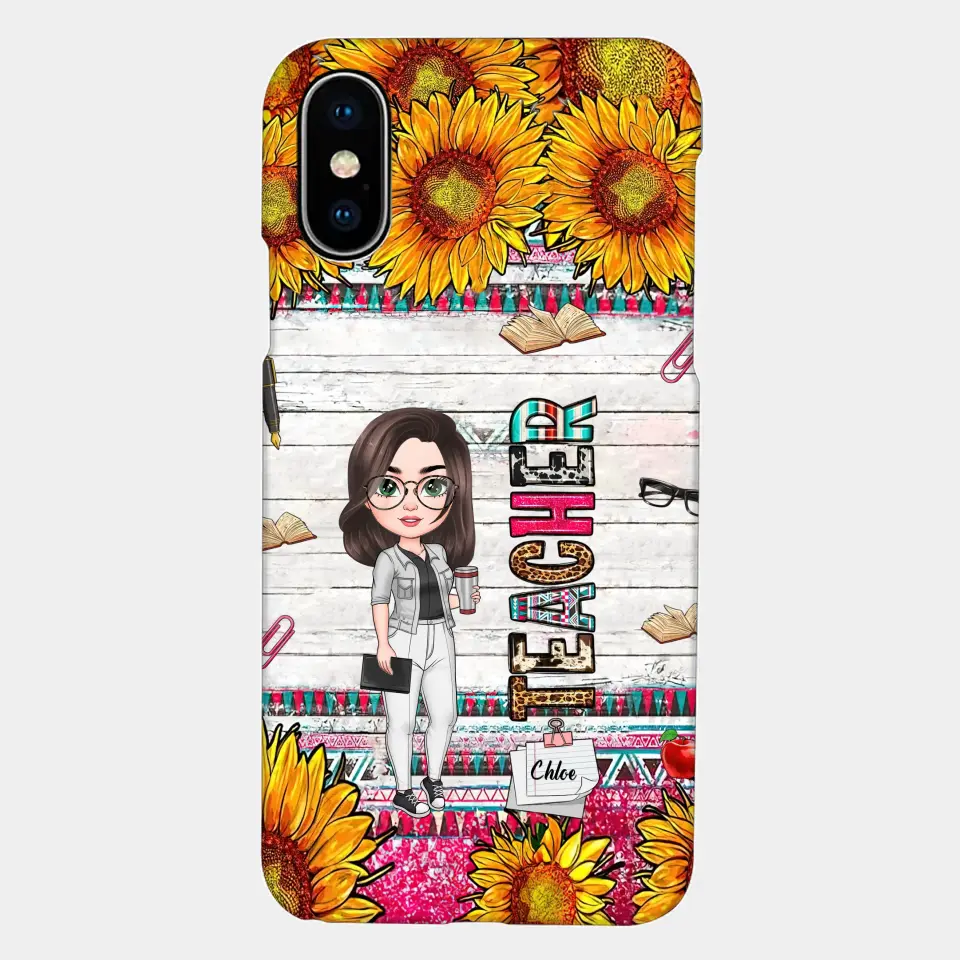 Personalized Custom Phone Case - Teacher's Day, Appreciation Gift For Teacher - Sunflower Teacher