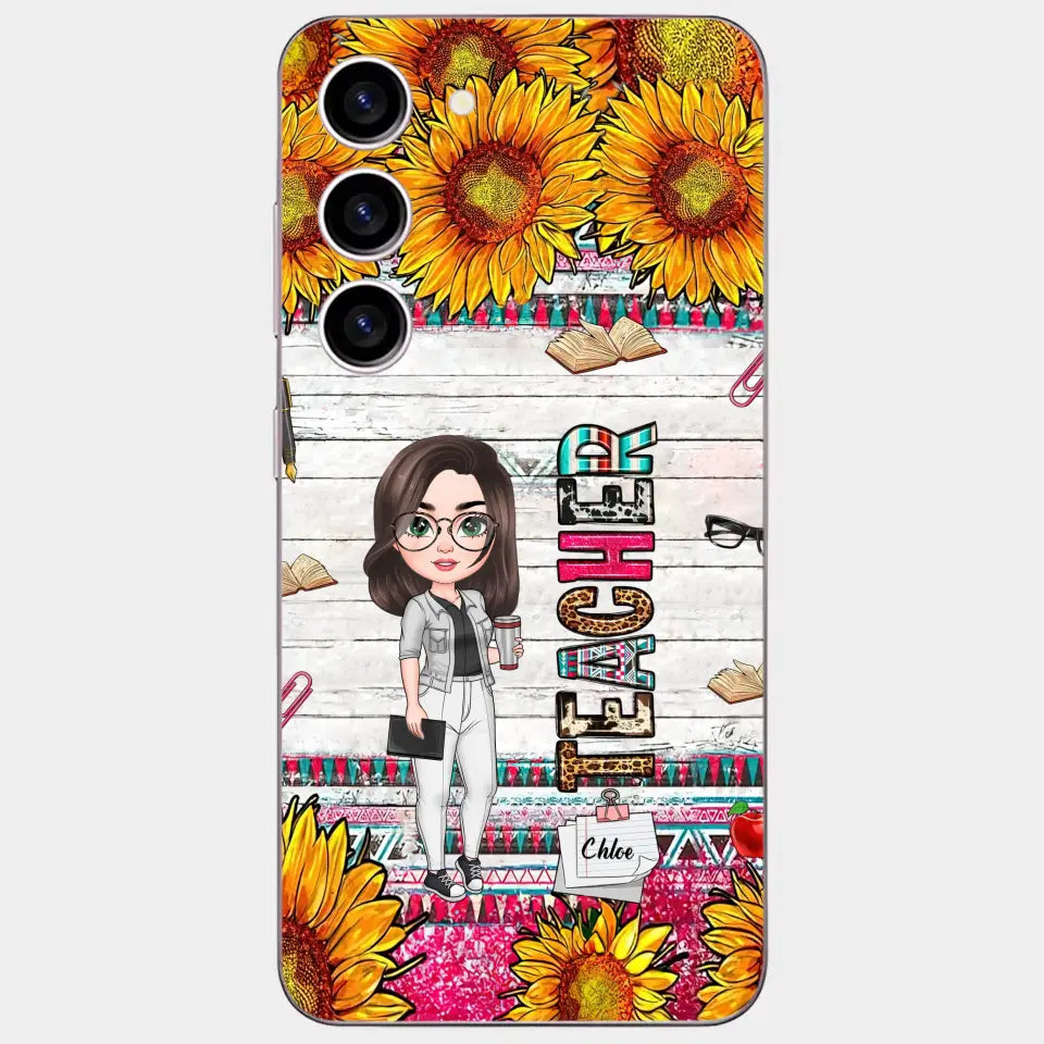 Personalized Custom Phone Case - Teacher's Day, Appreciation Gift For Teacher - Sunflower Teacher