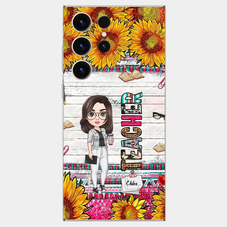 Personalized Custom Phone Case - Teacher's Day, Appreciation Gift For Teacher - Sunflower Teacher