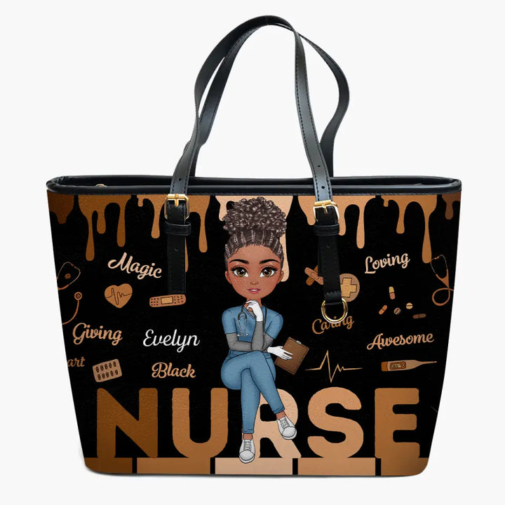 Personalized Custom Leather Bucket Bag - Nurse's Day, Appreciation Gift For Nurse - Nurse Life Magic