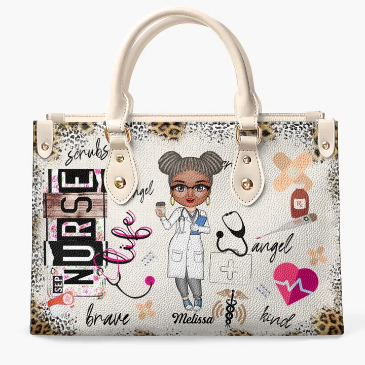 Personalized Leather Bag - Gift For Nurse, CNA, CMA, Doctor - Nurse Life Scrubs Nurse Day ARND0014