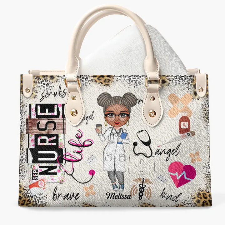 Personalized Leather Bag - Gift For Nurse, CNA, CMA, Doctor - Nurse Life Scrubs Nurse Day ARND0014