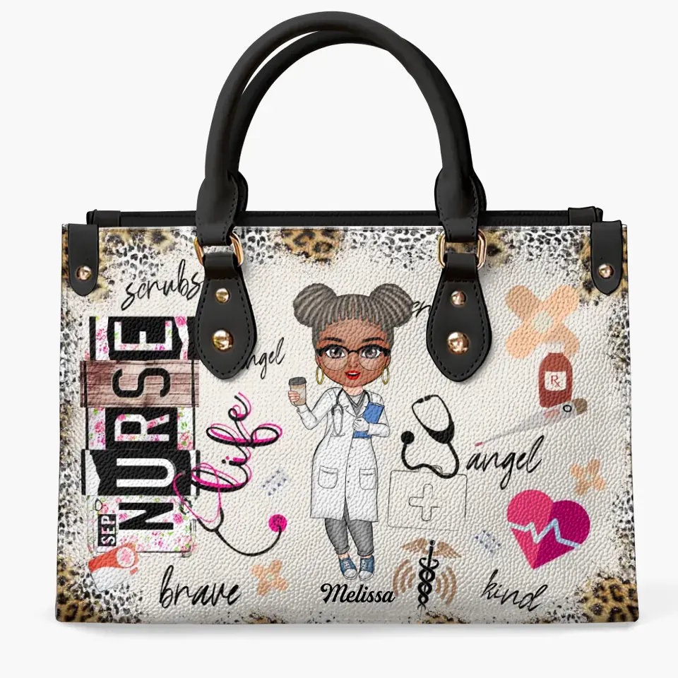 Personalized Leather Bag - Gift For Nurse, CNA, CMA, Doctor - Nurse Life Scrubs Nurse Day ARND0014