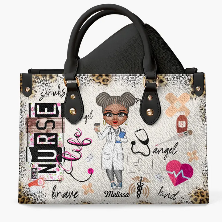 Personalized Leather Bag - Gift For Nurse, CNA, CMA, Doctor - Nurse Life Scrubs Nurse Day ARND0014