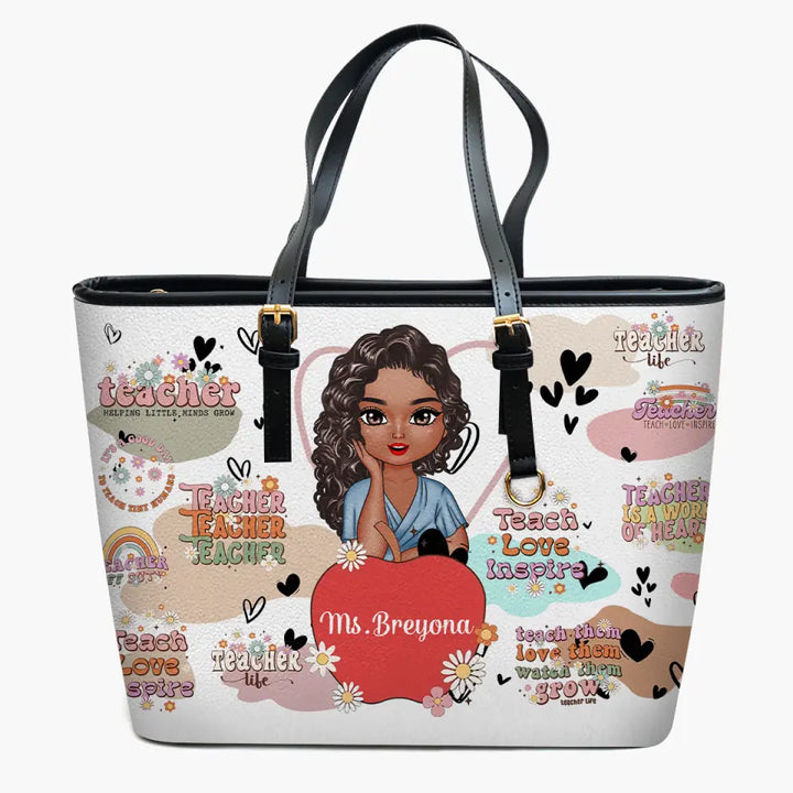 Personalized Custom Leather Bucket Bag - Teacher's Day, Appreciation Gift For Teacher - Teacher Life
