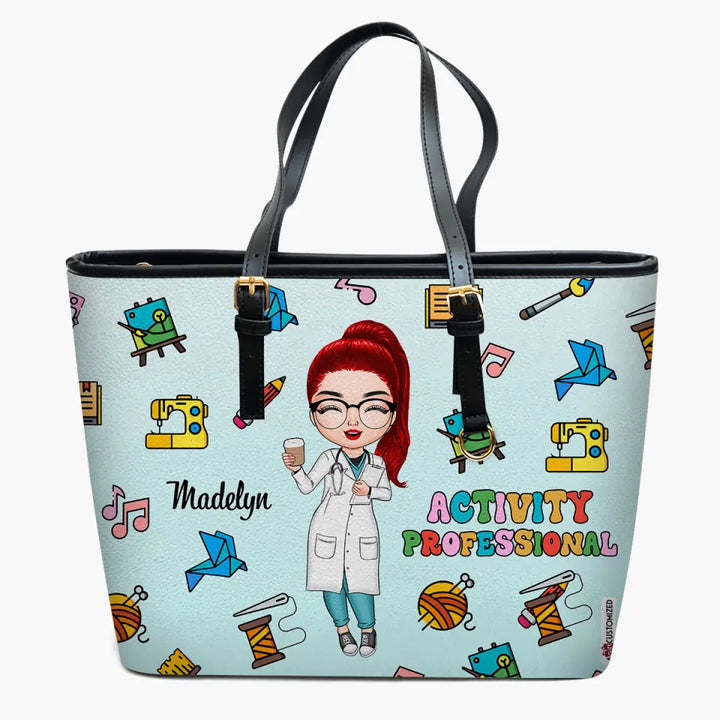 Personalized Custom Leather Bucket Bag - Gift For Activity Professional - Love Being Activity Professional