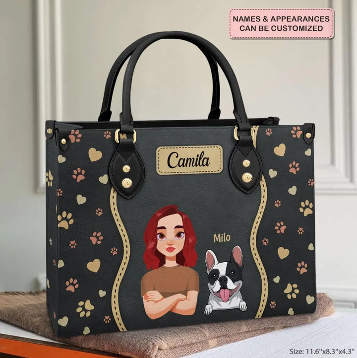 Personalized Custom Leather Bag - Fall Gift For Dog Lover, Dog Mom, Cat Lover, Cat Mom, Pet Lover, Pet Owner - Fur Mom With Love