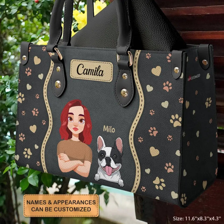 Personalized Custom Leather Bag - Fall Gift For Dog Lover, Dog Mom, Cat Lover, Cat Mom, Pet Lover, Pet Owner - Fur Mom With Love