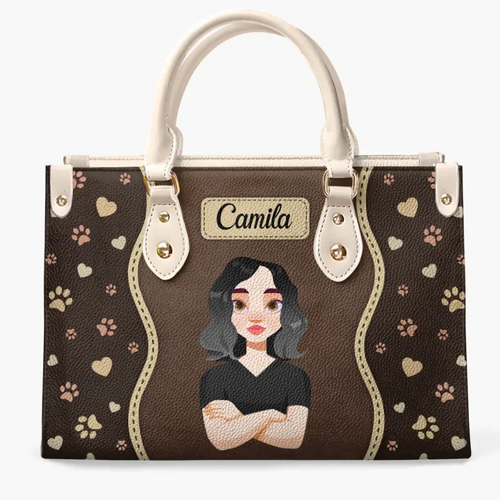 Personalized Custom Leather Bag - Fall Gift For Dog Lover, Dog Mom, Cat Lover, Cat Mom, Pet Lover, Pet Owner - Fur Mom With Love