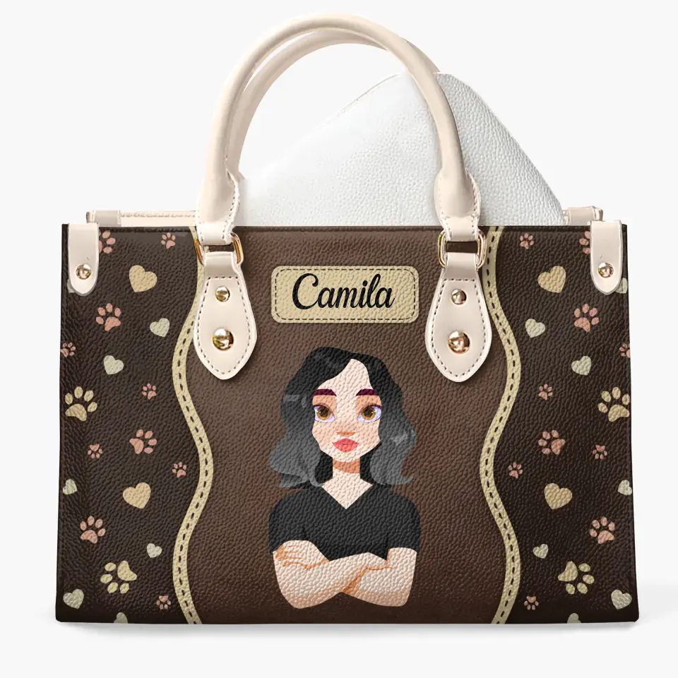 Personalized Custom Leather Bag - Fall Gift For Dog Lover, Dog Mom, Cat Lover, Cat Mom, Pet Lover, Pet Owner - Fur Mom With Love