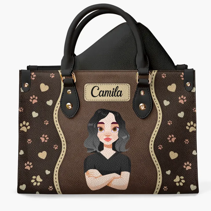 Personalized Custom Leather Bag - Fall Gift For Dog Lover, Dog Mom, Cat Lover, Cat Mom, Pet Lover, Pet Owner - Fur Mom With Love