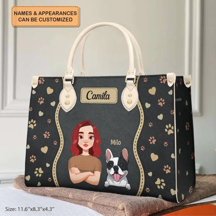 Personalized Custom Leather Bag - Fall Gift For Dog Lover, Dog Mom, Cat Lover, Cat Mom, Pet Lover, Pet Owner - Fur Mom With Love
