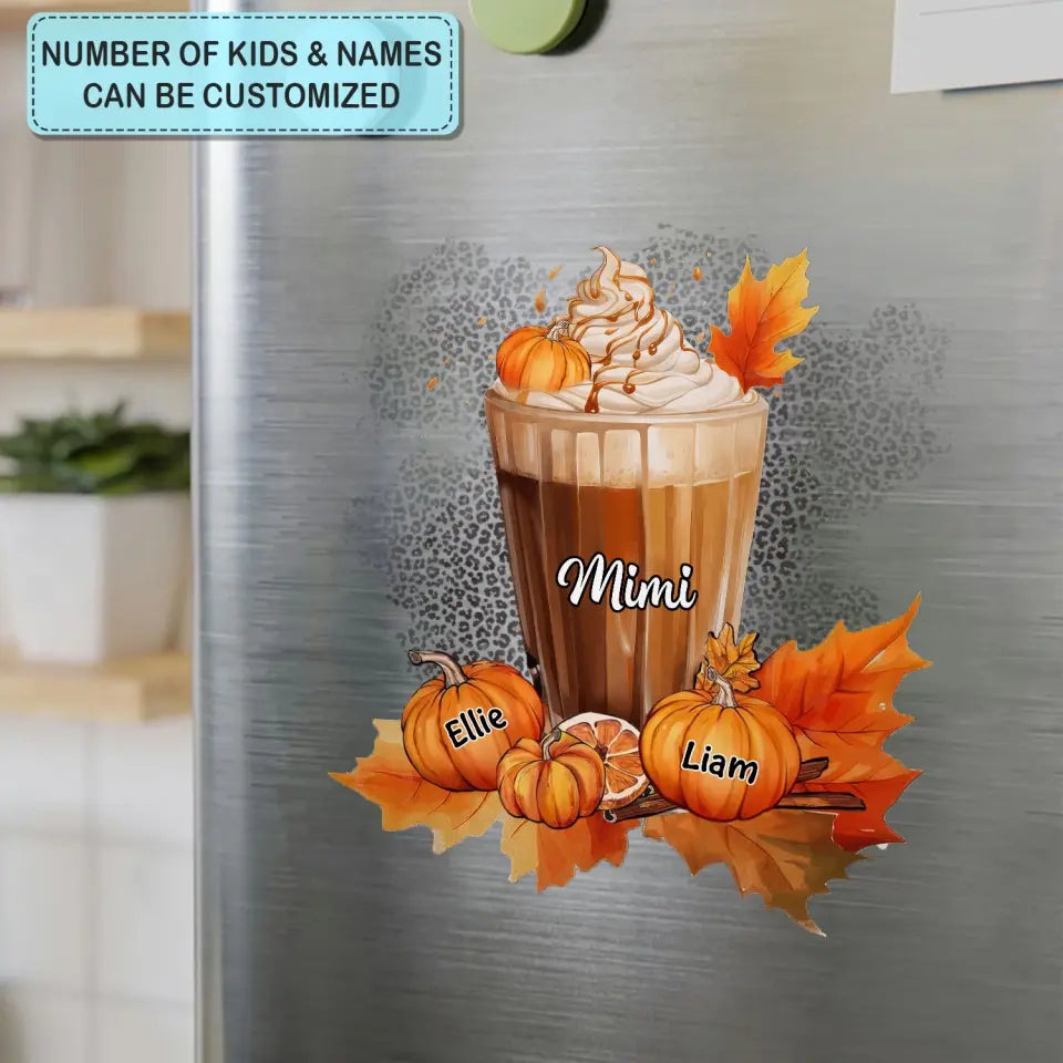 Personalized Custom Decal - Halloween, Fall Gift For Grandma, Mom - Grandma Latte Pumpkins