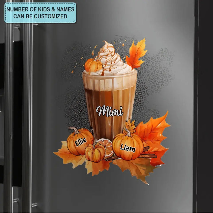 Personalized Custom Decal - Halloween, Fall Gift For Grandma, Mom - Grandma Latte Pumpkins