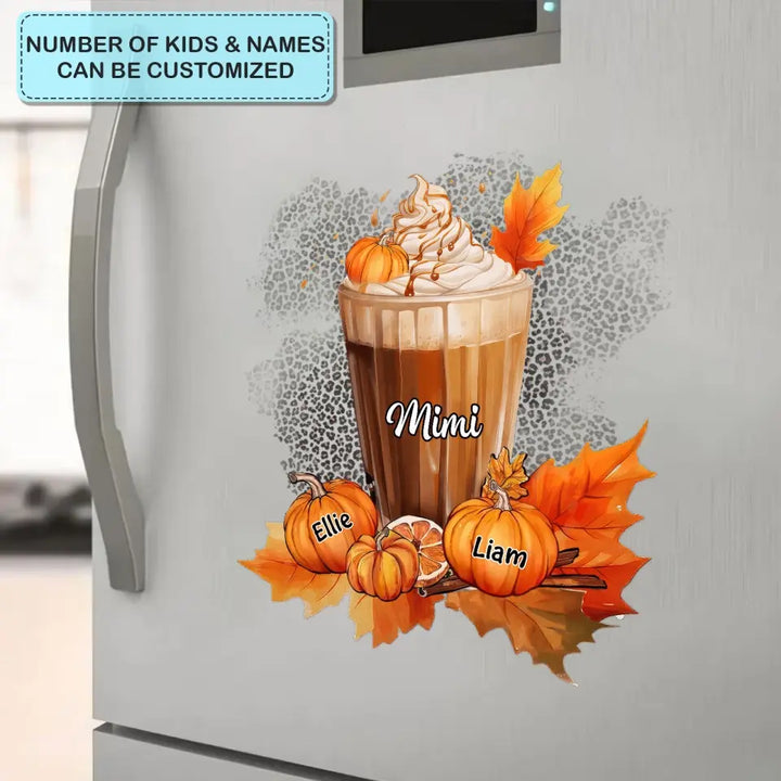 Personalized Custom Decal - Halloween, Fall Gift For Grandma, Mom - Grandma Latte Pumpkins