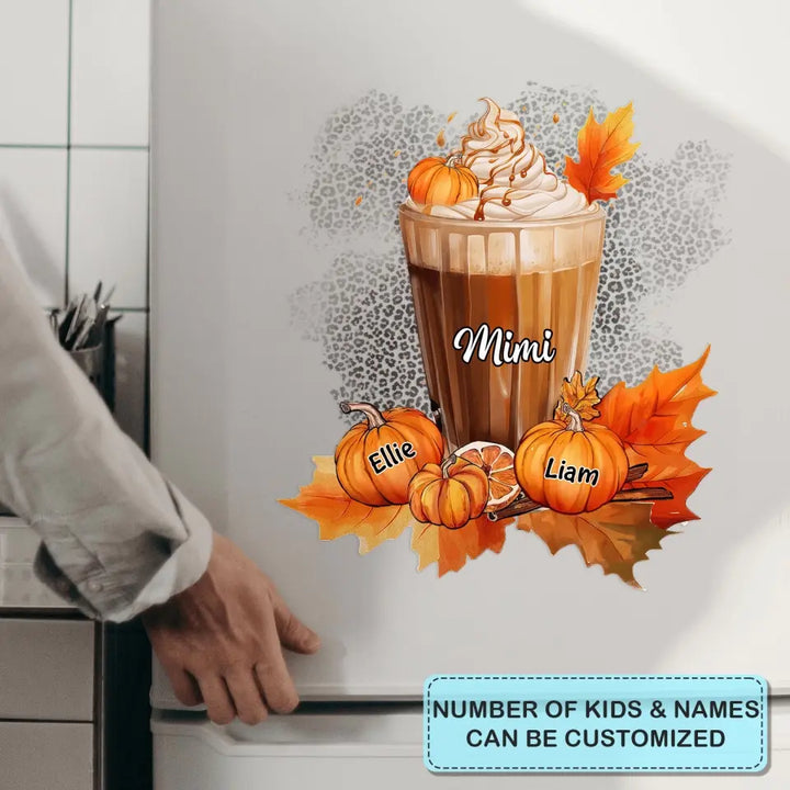 Personalized Custom Decal - Halloween, Fall Gift For Grandma, Mom - Grandma Latte Pumpkins