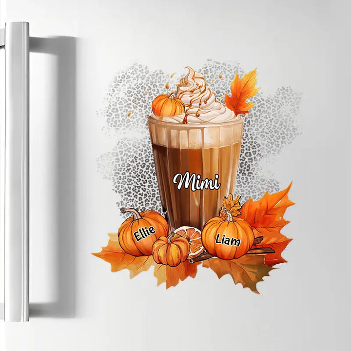Personalized Custom Decal - Halloween, Fall Gift For Grandma, Mom - Grandma Latte Pumpkins